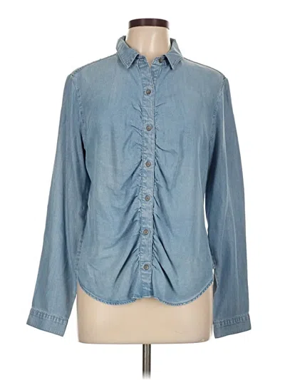 Pre-owned Cloth & Stone Long Sleeve Button Down Shirt In Blue