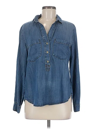 Pre-owned Cloth & Stone Long Sleeve Button Down Shirt In Blue