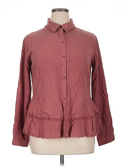Pre-owned Cloth & Stone Long Sleeve Button Down Shirt In Burgundy