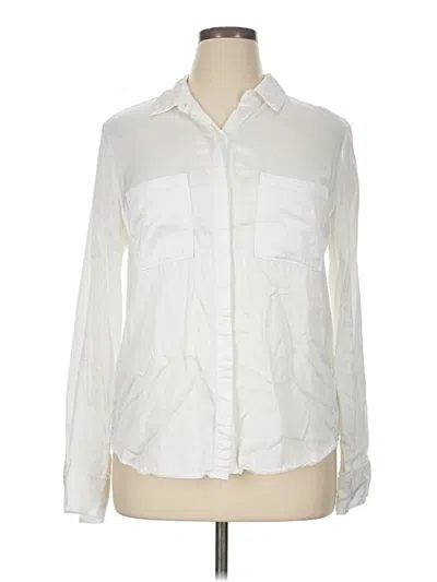 Pre-owned Cloth & Stone Long Sleeve Button Down Shirt In White
