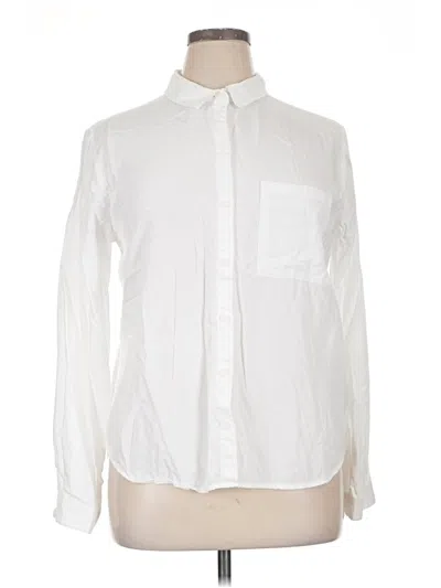 Pre-owned Cloth & Stone Long Sleeve Button Down Shirt In White
