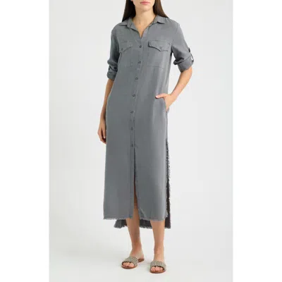 Cloth & Stone Long Sleeve Maxi Shirtdress In Gray