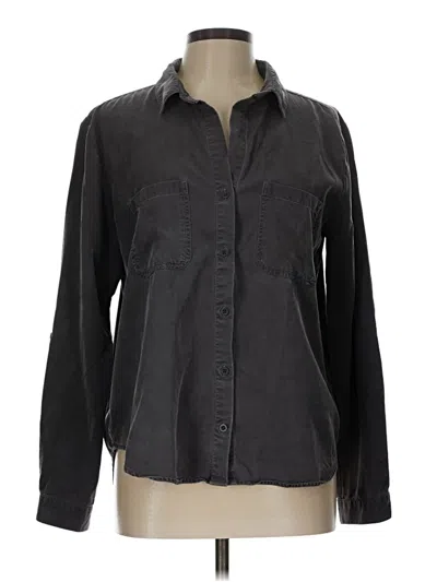 Pre-owned Cloth & Stone Long Sleeve Polo Shirt In Black