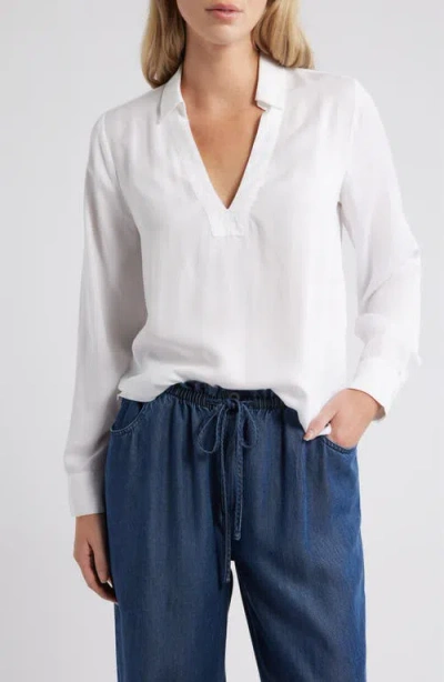 Cloth & Stone Long Sleeve Popover Top In White