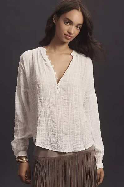 Cloth & Stone Long-sleeve Textured Flowy Blouse In White