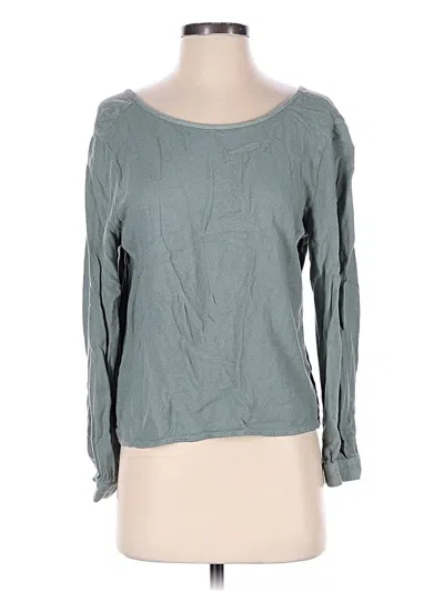 Pre-owned Cloth & Stone Long Sleeve Top Gray Boatneck Tops