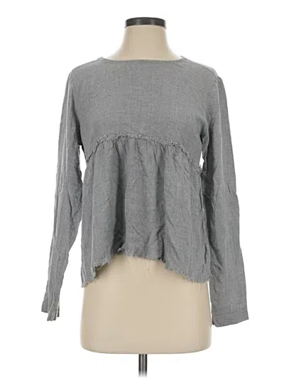 Pre-owned Cloth & Stone Long Sleeve Top Gray Square Neckline Tops