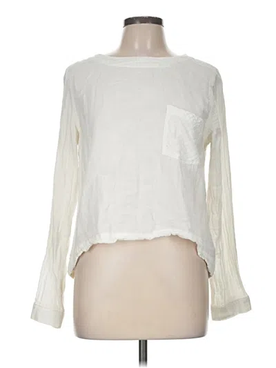 Pre-owned Cloth & Stone Long Sleeve Top Ivory Crew Neck Tops