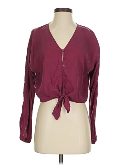 Pre-owned Cloth & Stone Long Sleeve T-shirt In Burgundy