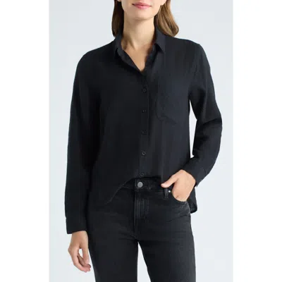 Cloth & Stone One-pocket Button-down Shirt In Black