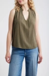 Cloth & Stone Pintucked Sleeveless Top In Green