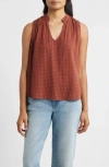 Cloth & Stone Pintucked Sleeveless Top In Brown