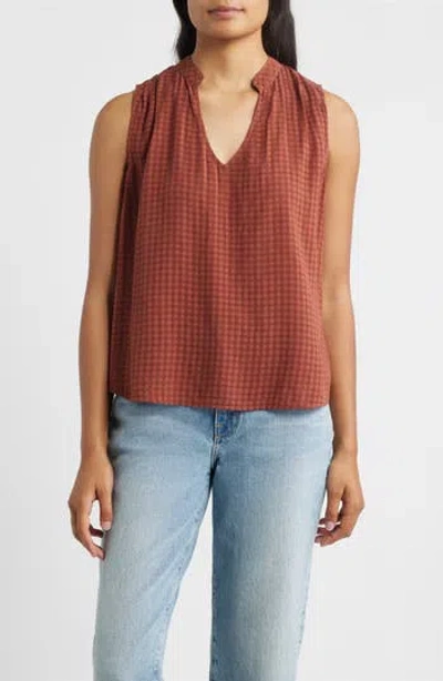Cloth & Stone Pintucked Sleeveless Top In Brown