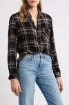 Cloth & Stone Plaid Button-up Shirt In Black