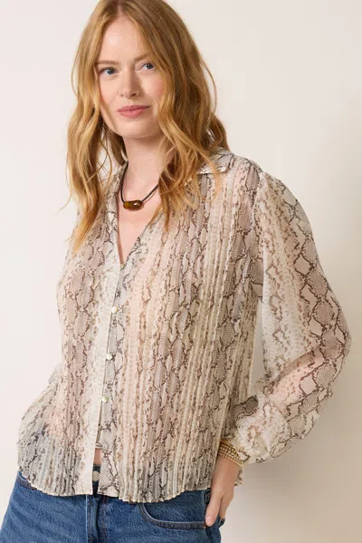 Cloth & Stone Pleated Chiffon Blouse In Multi