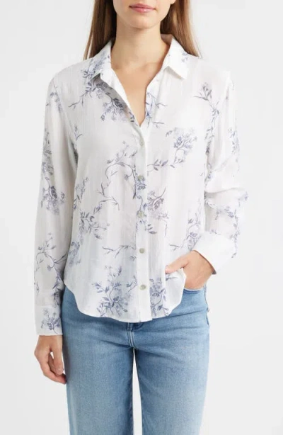 Cloth & Stone Print Button-up Shirt In White