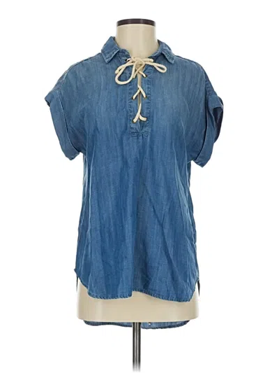 Pre-owned Cloth & Stone Short Sleeve Blouse In Blue