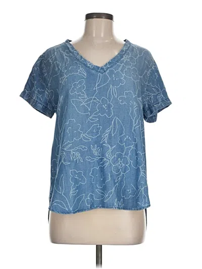 Pre-owned Cloth & Stone Short Sleeve Blouse In Blue