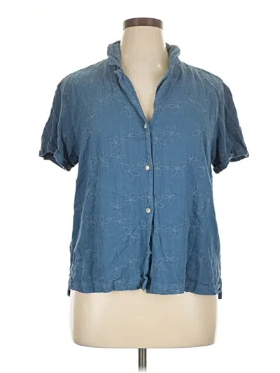 Pre-owned Cloth & Stone Short Sleeve Blouse In Blue