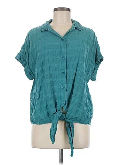 Pre-owned Cloth & Stone Short Sleeve Blouse In Blue