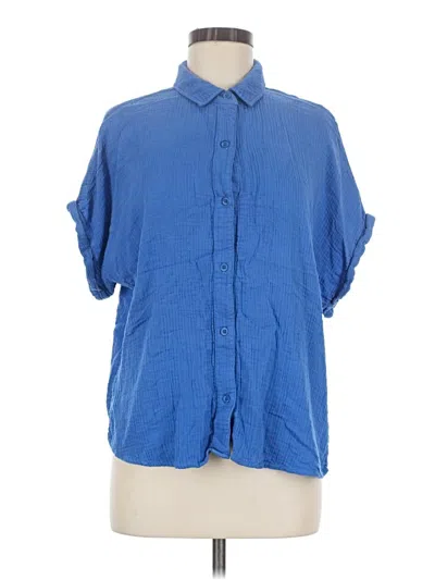 Pre-owned Cloth & Stone Short Sleeve Blouse In Blue