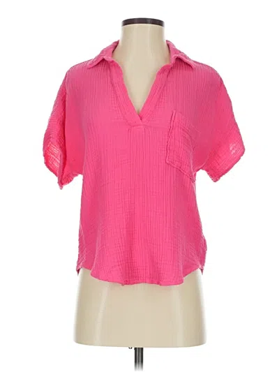 Pre-owned Cloth & Stone Short Sleeve Blouse In Pink