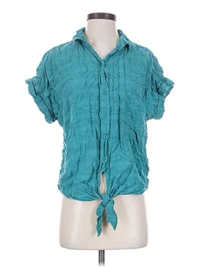 Pre-owned Cloth & Stone Short Sleeve Blouse In Teal