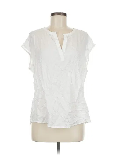 Pre-owned Cloth & Stone Short Sleeve Blouse In White