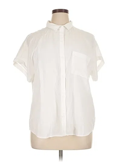 Pre-owned Cloth & Stone Short Sleeve Blouse In White