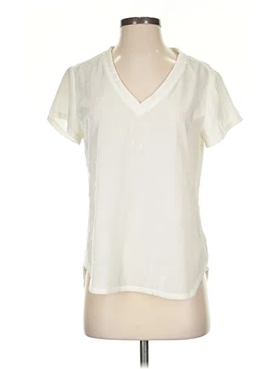 Pre-owned Cloth & Stone Short Sleeve Blouse In White
