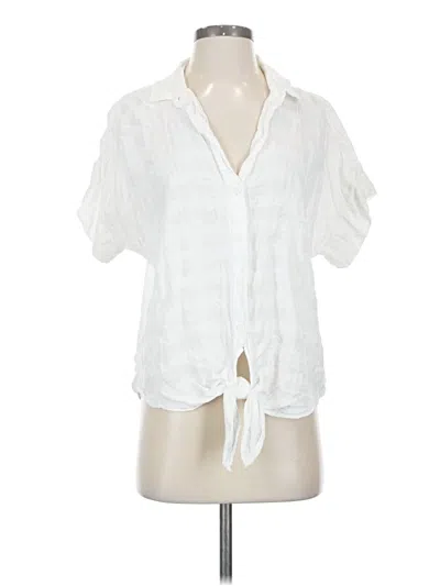 Pre-owned Cloth & Stone Short Sleeve Blouse In White
