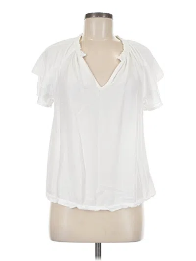 Pre-owned Cloth & Stone Short Sleeve Blouse In White