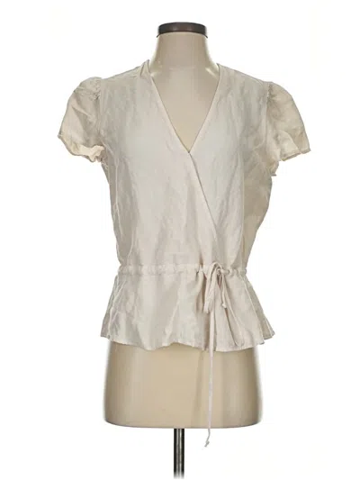 Pre-owned Cloth & Stone Short Sleeve Blouse In White