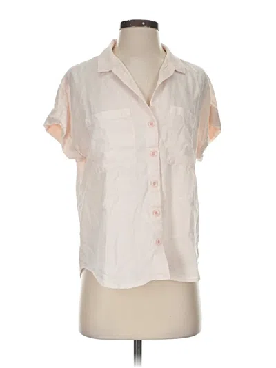 Pre-owned Cloth & Stone Short Sleeve Blouse In White