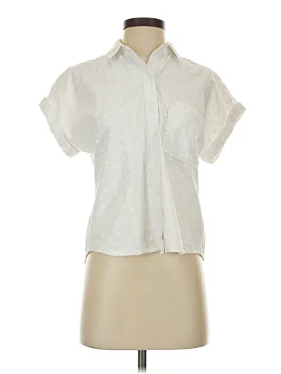Pre-owned Cloth & Stone Short Sleeve Blouse In White