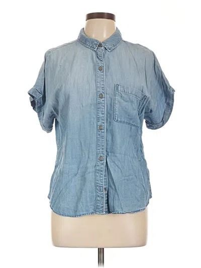 Pre-owned Cloth & Stone Short Sleeve Button Down Shirt In Blue