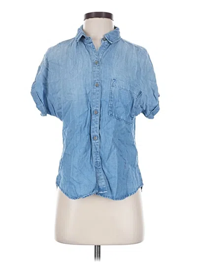 Pre-owned Cloth & Stone Short Sleeve Button Down Shirt In Blue