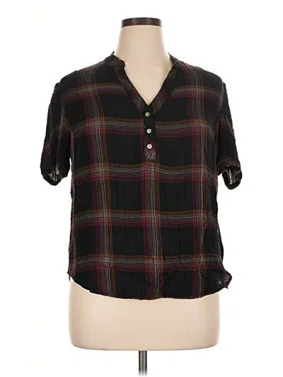 Pre-owned Cloth & Stone Short Sleeve Henley Shirt In Black