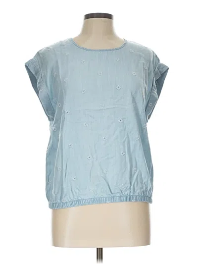 Pre-owned Cloth & Stone Short Sleeve Top Blue Boatneck Tops