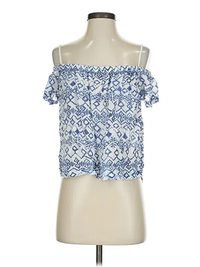 Pre-owned Cloth & Stone Short Sleeve Top Blue Cold Shoulder Neckline Tops