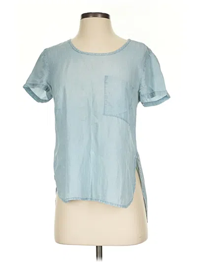 Pre-owned Cloth & Stone Short Sleeve Top Blue Crew Neck Tops