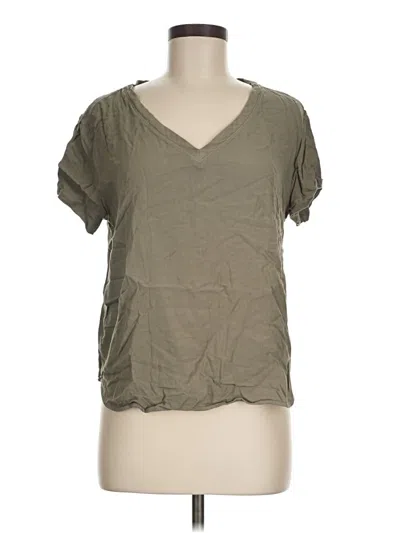 Pre-owned Cloth & Stone Short Sleeve Top Green V Neck Tops