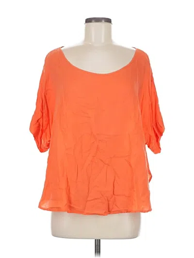 Pre-owned Cloth & Stone Short Sleeve Top Orange Scoop Neck Tops