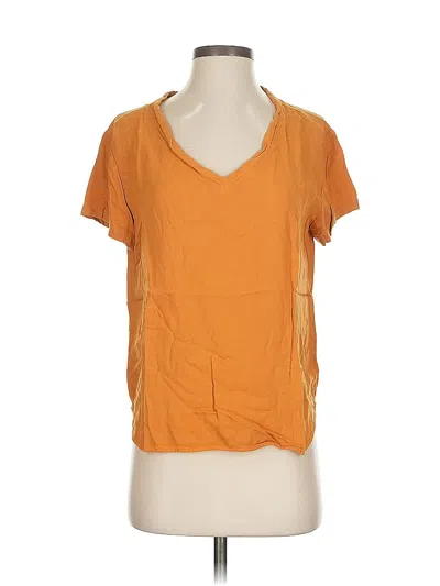 Pre-owned Cloth & Stone Short Sleeve Top Orange V Neck Tops