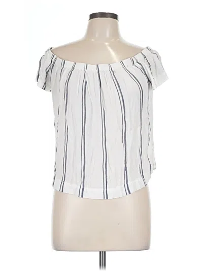 Pre-owned Cloth & Stone Short Sleeve Top White Off The Shoulder Neckline Tops