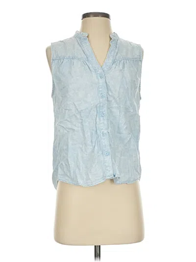 Pre-owned Cloth & Stone Sleeveless Button Down Shirt In Blue