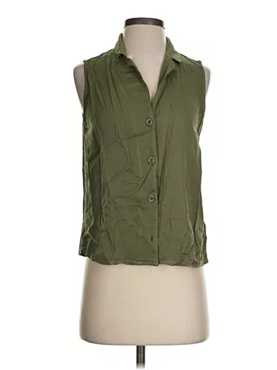 Pre-owned Cloth & Stone Sleeveless Button Down Shirt In Green