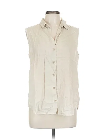 Pre-owned Cloth & Stone Sleeveless Button Down Shirt In White
