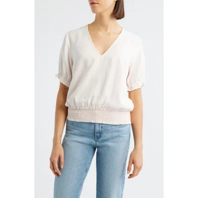 Cloth & Stone Smocked Waist Top In White