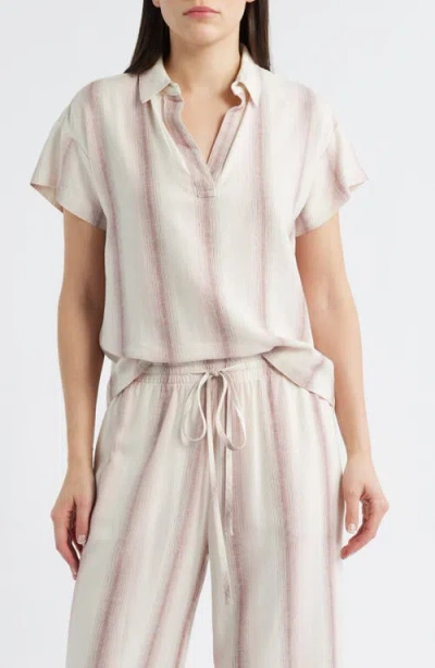 Cloth & Stone Stripe Short Sleeve Popover Top In Multi